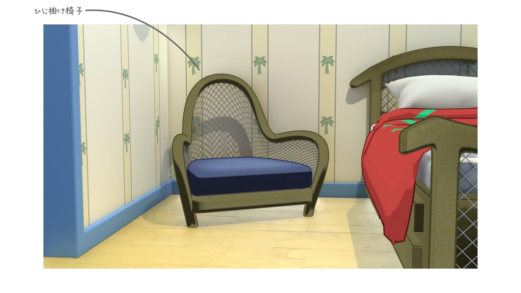 おさるのジョージマンション間取り「黄色い帽子のおじさんの部屋」
ひじ掛け椅子