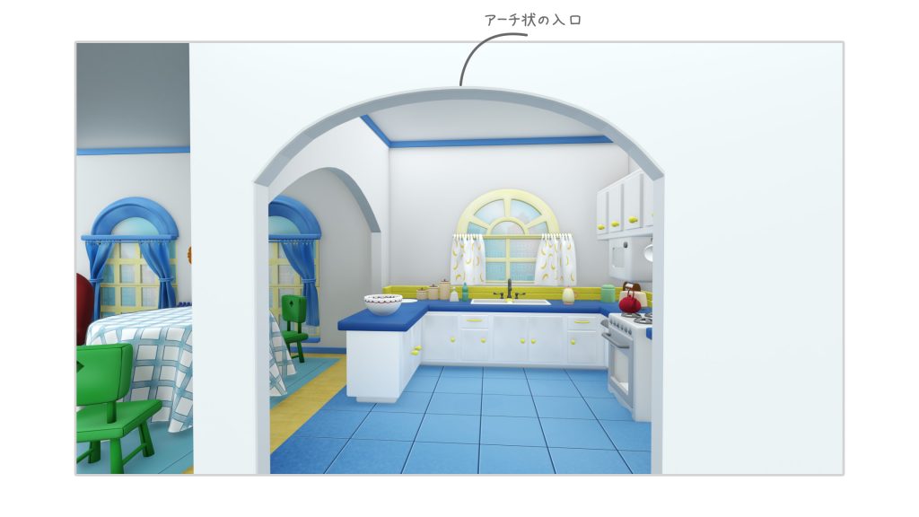 おさるのジョージマンション間取り「キッチン」入口