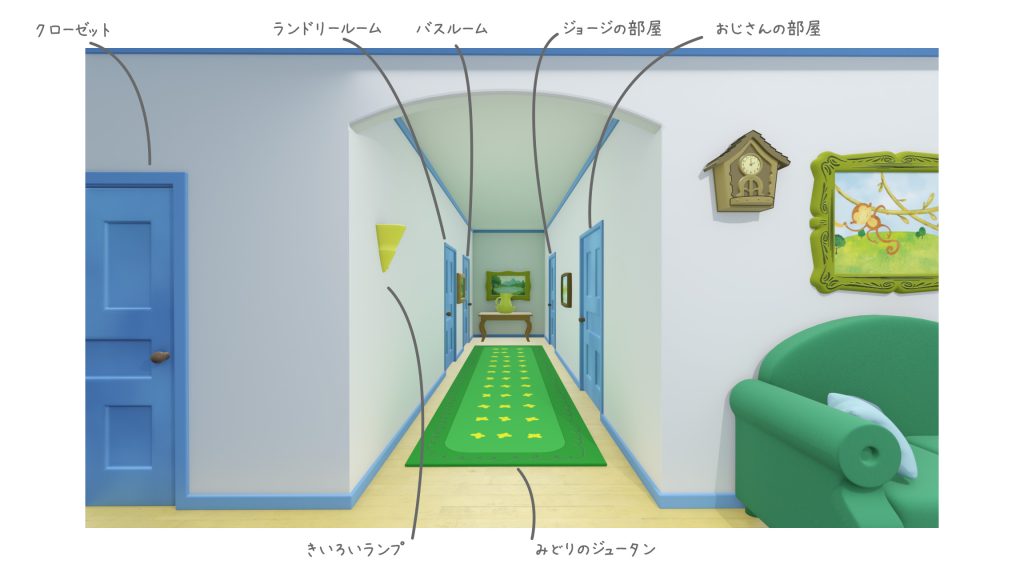 おさるのジョージマンション間取り「廊下」